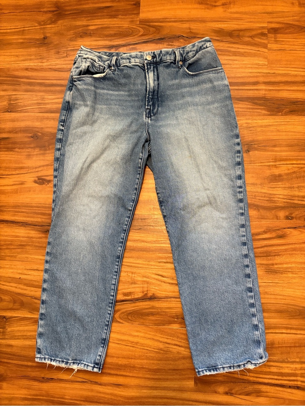 Good American Good Icon High Waisted Crop Straight Jeans Size Size 14/32 - Picture 2 of 6